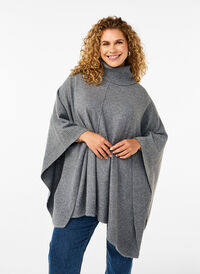 Poncho avec col montant, Medium Grey Melange, Model