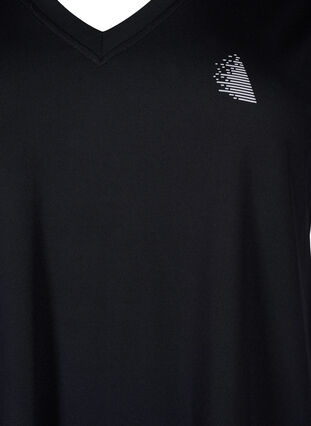 Zizzi T-shirt de sport ample avec col en V, Black, Packshot image number 2