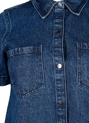 Zizzi Chemise en jean longue à manches courtes, Blue Denim, Packshot image number 2