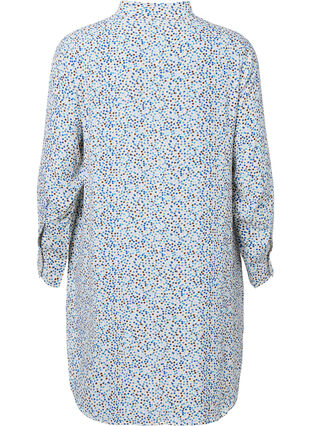 Zizzi Robe en viscose à pois avec boutons, Blue Dot AOP, Packshot image number 1