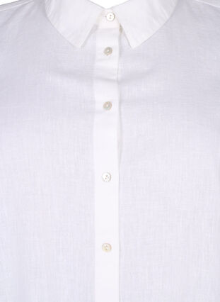 Zizzi Chemise longue en lin et en coton, Bright White, Packshot image number 2