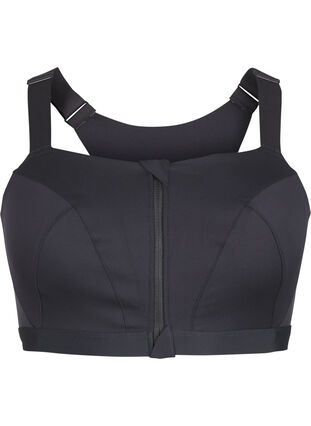 Zizzi Soutien-gorge de sport avec une fermeture sur le devant et un maintien élevé, Black, Packshot image number 0