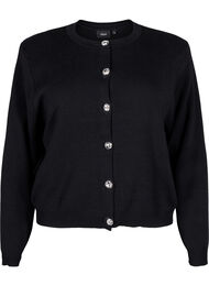 Cardigan en maille avec boutons décoratifs, Black, Packshot