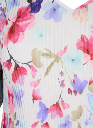 Zizzi Chemisier floral plissé, White/MultiFlowerAOP, Packshot image number 2