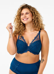 Soutien-gorge en dentelle avec armatures et rembourrage, Blue Opal, Model