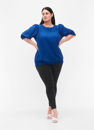 Zizzi Blouse smockée en lyocell (TENCEL™), Strong Blue, Model image number 2