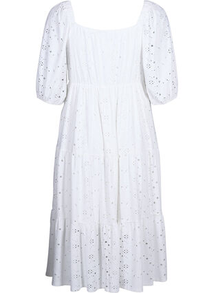 Zizzi Robe longue avec un motif en dentelle et une encolure carrée, Bright White, Packshot image number 1