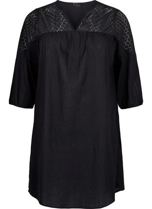 Zizzi Robe en mélange de coton et de lin agrémentée de détails en crochet, Black, Packshot image number 0
