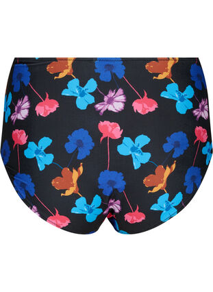 Zizzi Bas de bikini à imprimé et taille haute, Black Flower AOP, Packshot image number 1