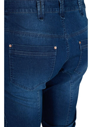 Zizzi Jean capri coupe slim avec poches, Dark blue denim, Packshot image number 3