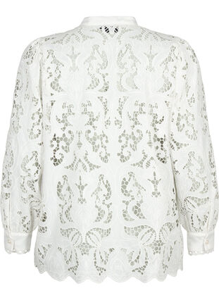 Zizzi Blouse façon chemise à manches longues en dentelle, White, Packshot image number 1