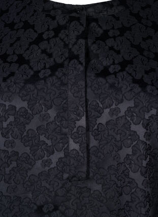 Zizzi Robe en jacquard avec des manches longues et des détails à volants, Black, Packshot image number 2