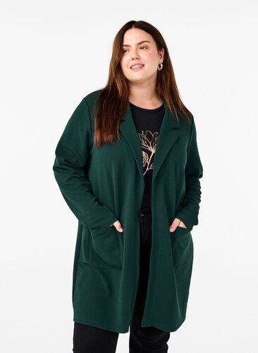 Zizzi FLASH - Blazer long avec des poches, Scarab, Model image number 0