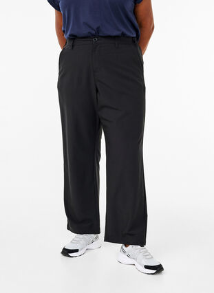 Zizzi Pantalon coupe droite à taille haute, Black, Model image number 2