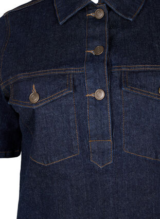 Zizzi Robe en denim avec manches courtes et poches de poitrine, Dark Blue Denim, Packshot image number 2