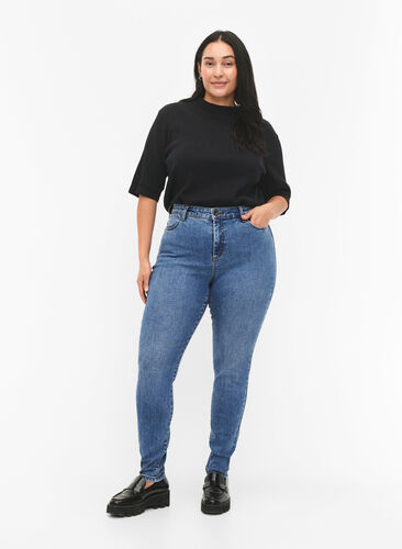 Zizzi Jean Amy taille haute et coupe super slim, Blue denim, Model image number 0