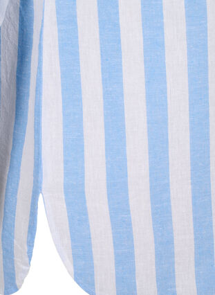 Zizzi Chemise longue en lin et en coton, Blue White Stripe, Packshot image number 3