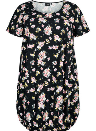 Zizzi Robe en coton imprimé à manches courtes, , Packshot image number 0