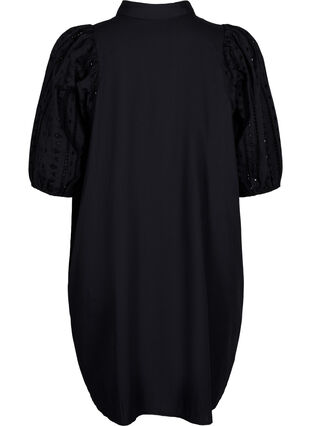 Zizzi Robe chemise en coton avec broderie anglaise, Black, Packshot image number 1