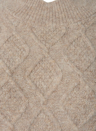 Zizzi Pull en tricot à motifs avec col roulé, Simply Taupe Mel., Packshot image number 2