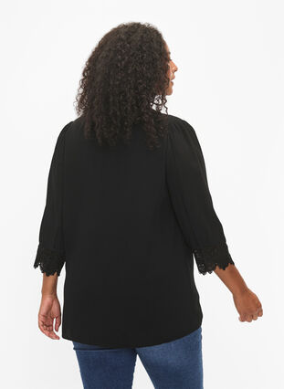 Zizzi Chemise en viscose avec décolleté en V, Black, Model image number 1