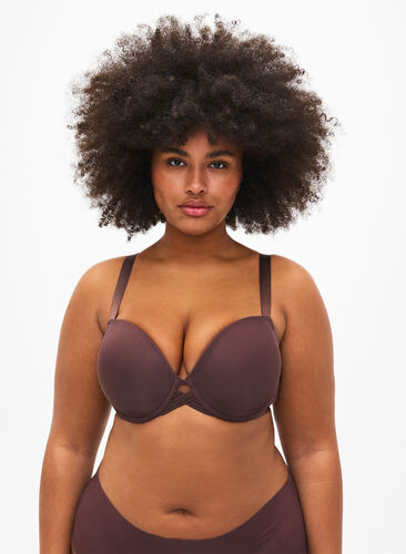 Zizzi Soutien-gorge moulé avec détail en forme de croix, Chicory Coffee, Model image number 0