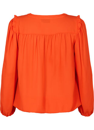 Zizzi Blouse à manches longues avec des détails froncés., Orange.com, Packshot image number 1