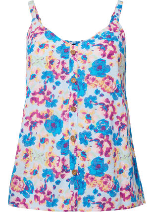 Zizzi Top à bretelles fleuri en viscose, Multi Flower AOP, Packshot image number 0