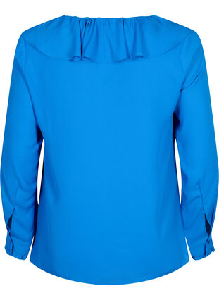 Zizzi Blouse à manches longues à volants, Strong Blue, Packshot image number 1