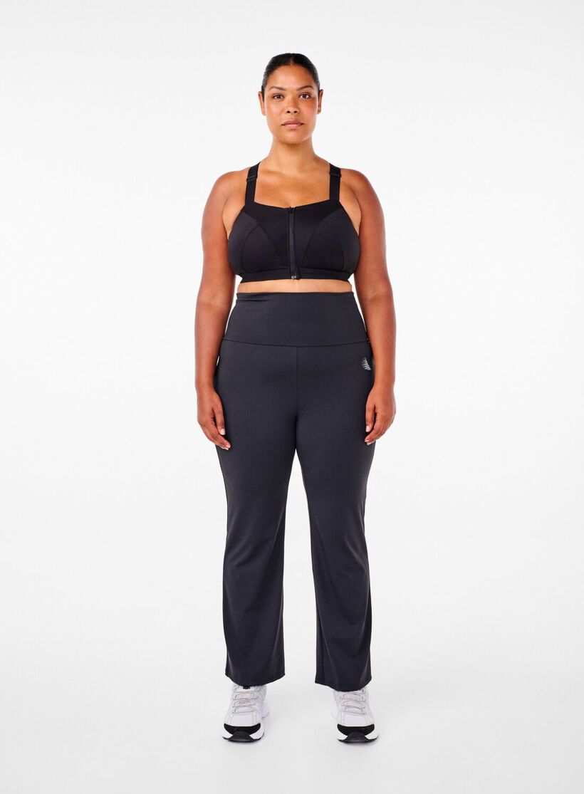 Zizzi Pantalon de survêtement évasé à taille haute, , Model, 1