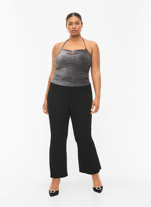 Zizzi Pantalon à paillettes avec coupe bootcut, Black, Model image number 0