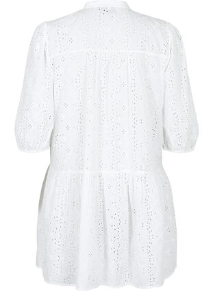 Zizzi Robe chemise en coton à broderie anglaise, Bright White, Packshot image number 1