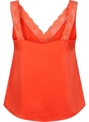 Zizzi FLASH - Top avec col en V et bord en dentelle, Orange.com, Packshot image number 1