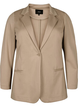 Zizzi Blazer simple avec fermeture à boutons, Silver Mink, Packshot image number 0