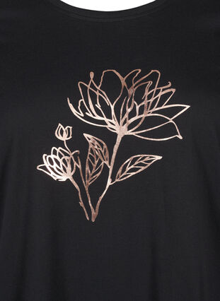 Zizzi FLASH – T-shirt imprimé, Black R. Gold Flower, Packshot image number 2