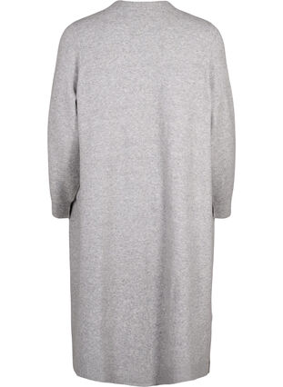 Zizzi Long cardigan tricoté avec poches, Light Grey Melange, Packshot image number 1