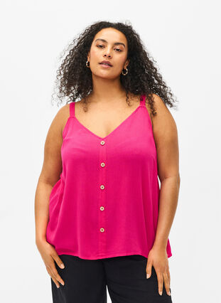 Zizzi Top en viscose à fines bretelles, Raspberry Sorbet, Model image number 0