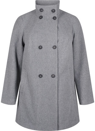 Zizzi Trench court avec coupe trapèze, Light Grey Melange, Packshot image number 0