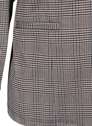 Zizzi Blazer à carreaux avec fermeture à boutons, Beige Brown Check, Packshot image number 3