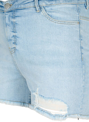 Zizzi Shorts en jean avec détails vieillis, Light Blue Denim, Packshot image number 2