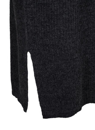 Zizzi Robe longue oversize en tricot avec fente, Dark Grey Melange, Packshot image number 3