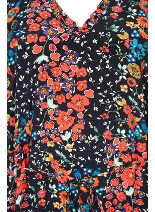 Zizzi Robe à fleurs en viscose, Black Flower, Packshot image number 2