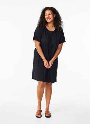 Zizzi Robe t-shirt en coton, Black, Model image number 2