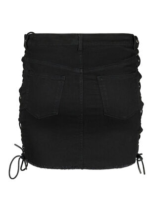 Zizzi Jupe courte en jean à lacets, Black, Packshot image number 1