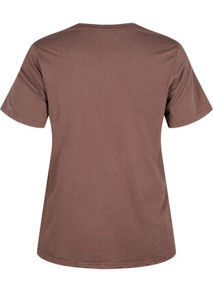 Zizzi Tee-shirt en coton biologique avec imprimé, Brown Wash W. Wisdom, Packshot image number 1