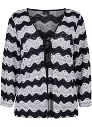 Cardigan tricoté avec motif de vagues, Black Stripe, Packshot