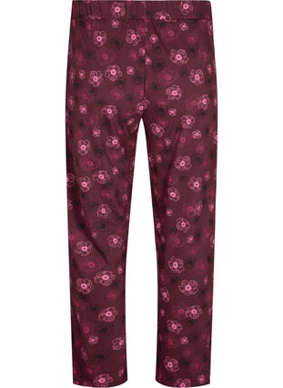 Zizzi Pantalon de pyjama en coton avec imprimé, Fig Flower AOP, Packshot image number 1