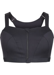 Soutien-gorge de sport avec une fermeture sur le devant et un maintien élevé, Black, Packshot