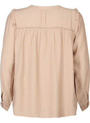 Zizzi Chemise blouse avec volants et plis, Stucco, Packshot image number 1