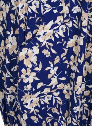 Zizzi Robe en coton à manches courtes avec imprimé floral, Blue W. Beige Flower, Packshot image number 3